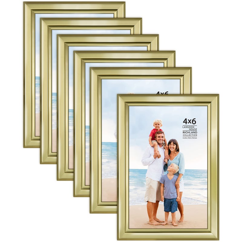 Langdon House 4x6 Picture Frames Set (Gold, 6 Pack) Distinguished Edging for Classic Style, Richland Collection - Image 1